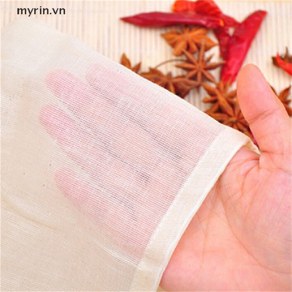 Set 10 Túi Lọc Trà Dây Rút 8x10cm Bằng Cotton Tái Sử Dụng Tiện Lợi