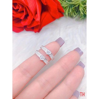 Nhẫn đôi bạc ta mặt tim LINH MIU SILVER