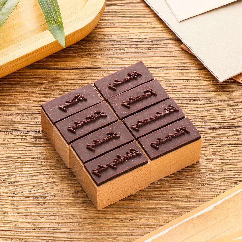 WTTLE Con Dấu Gỗ In Chữ Handmade Trang Trí Sổ Tay