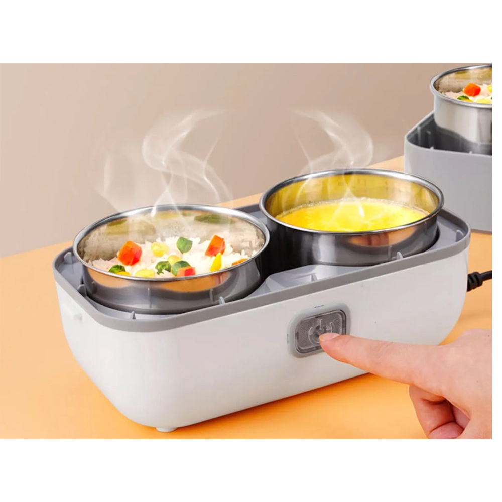 Hộp Cơm Cắm Điện, Giữ Nhiệt Văn Phòng 2 Tầng 4 Bát Inox - 121i Cao Cấp, Chính Hãng Bảo Hành 24 Tháng