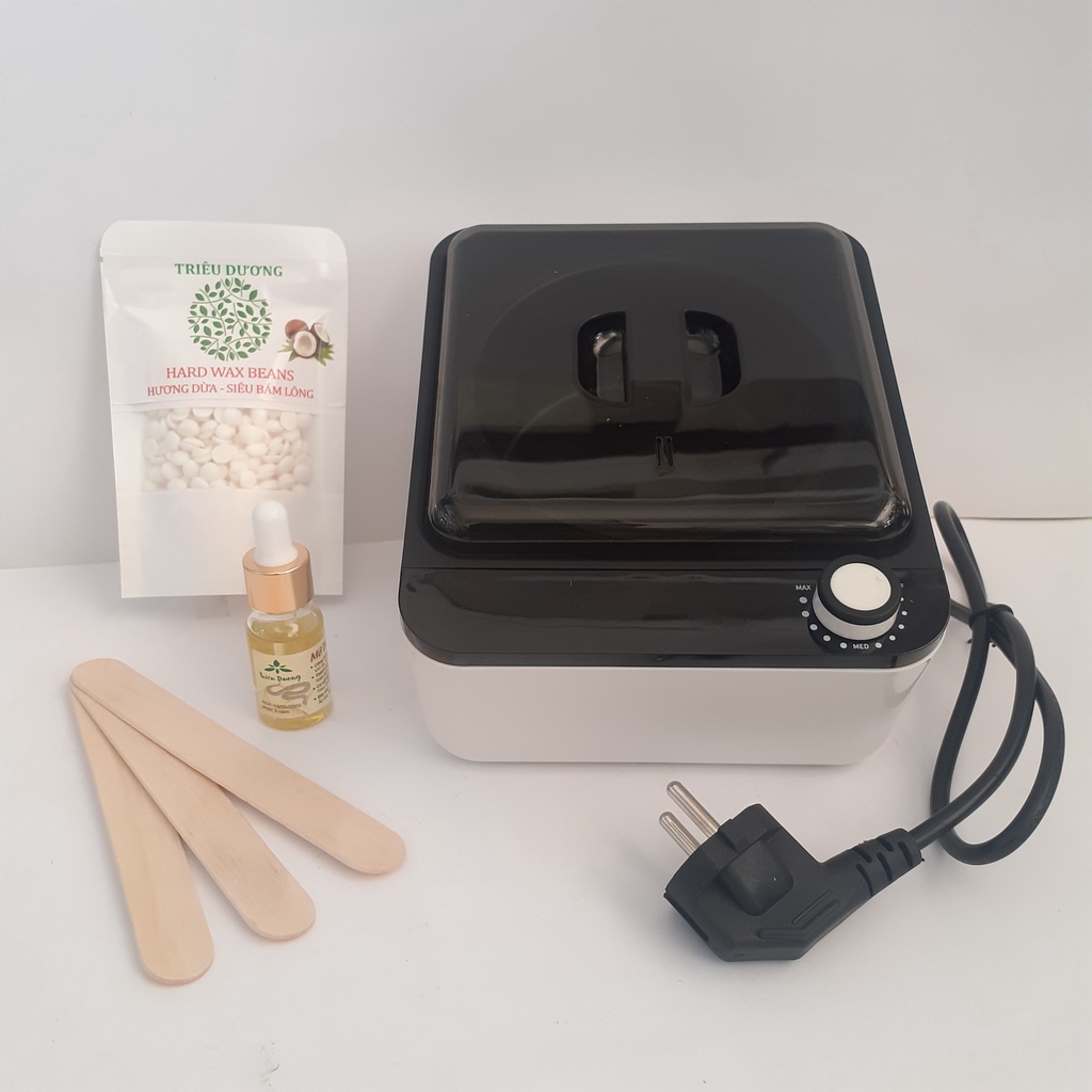 (Tặng 1 dũa móng +1 mặt nạ nén): Nồi sáp wax lông chống dính + sáp wax lông 50g cao cấp dòng hương + mỡ trăn 10ml