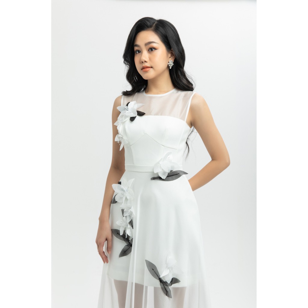 Đầm dạ hội nữ phối hoa lan IVY moda MS 45S2445