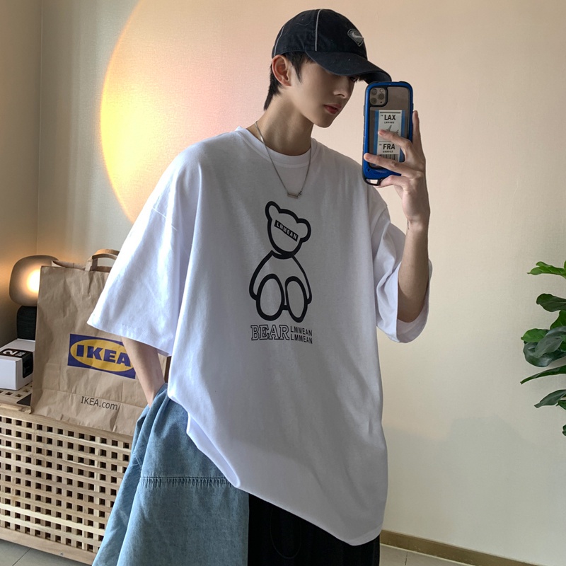 Áo Thun Tay Ngắn Cổ Tròn In Hình Gấu Thời Trang Dành Cho Nữ