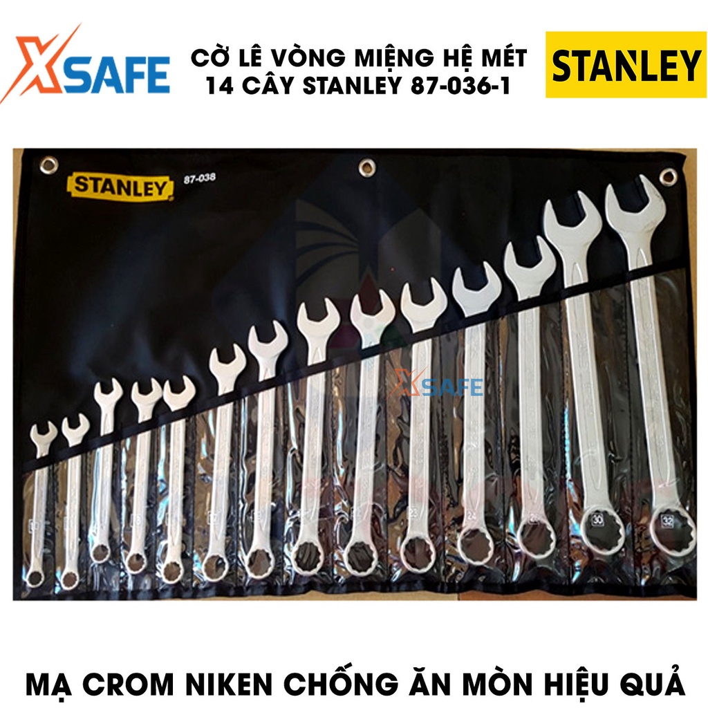 Bộ 14 cờ lê STANLEY 87-036-1 8-24MM thép Chrome Vanadium, nhiều size phổ biến, dùng sửa chữa, lắp ráp, bảo trì