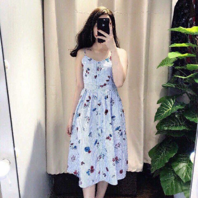 Váy 2 dây tiểu thư xanh mát