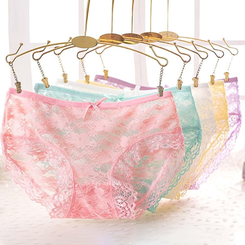 Quần Lót Cotton Phối Ren Không Đường May Đính Nơ Gợi Cảm Cho Nữ