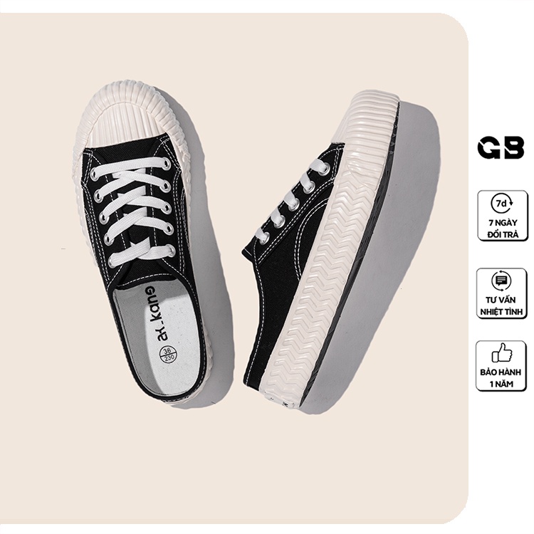 Giày Sục Thể Thao Nữ Giày BOM Sneaker Hở Gót Đế Bệt Vải Canvas Trơn 3 Màu Vàng Đen Trắng giayBOM B1566