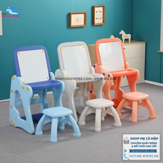 Bảng học Holla Kiddy 3in1 kèm ghế, tặng kèm bút, bảng học trẻ em chất liệu nhựa nguyên sinh HDPE an toàn cho trẻ học