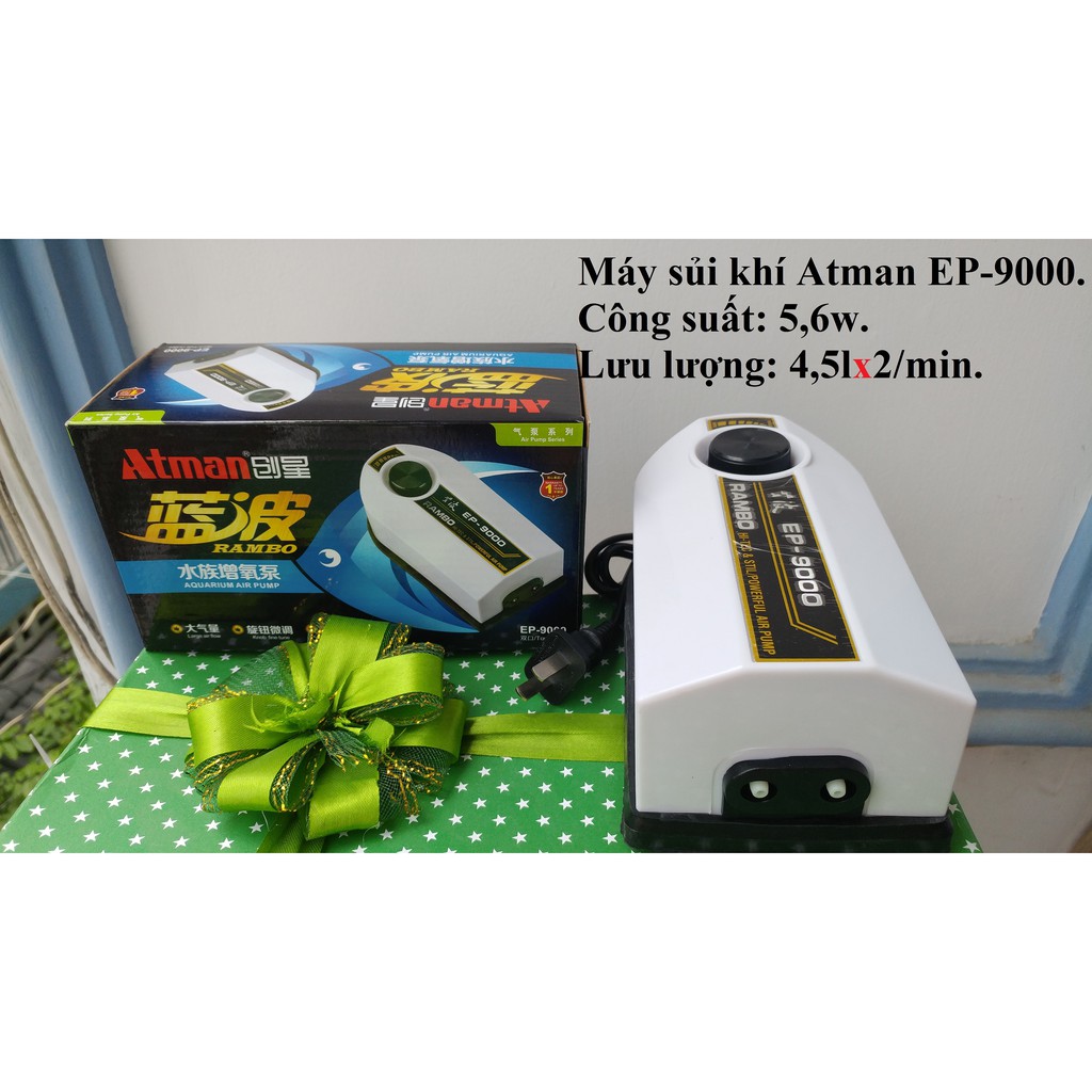 Máy sủi khí siêu êm Atman EP-9000 dùng cho hồ cá.