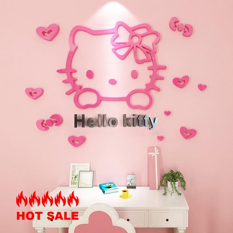 Giấy dán tường trang trí họa tiết Hello Kitty dễ thương