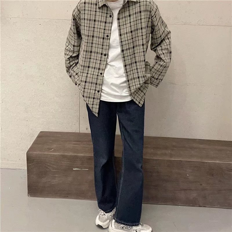 áo dài tay Sơ Mi Dáng Rộng Sọc Ca Rô flannel nam Thời Trang Hàn Quốc áo sơ mi trắng Cá Tính unisex thời trang nam áo flannel siêu đẹp áo sơ mi nam unisex sơ mi nữ form rộng