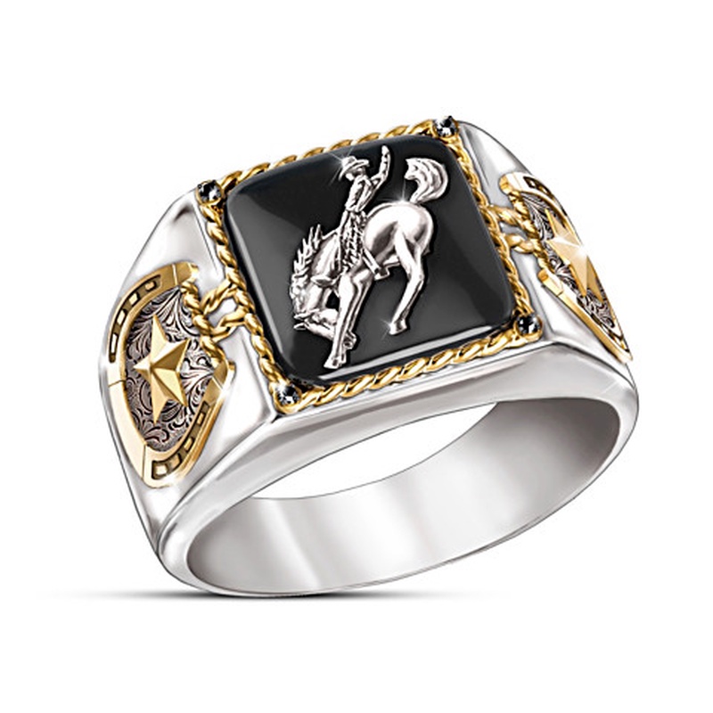 Nhẫn Thời Trang Vintage Họa Tiết Cao Bồi Phương Tây Cá Tính Cho Nam