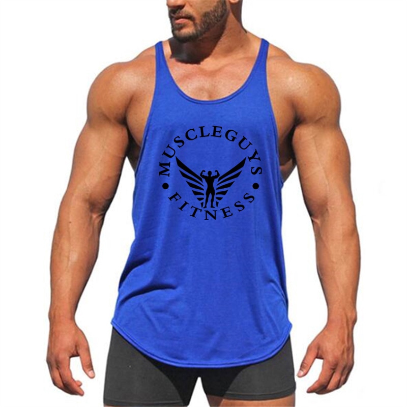 Muscleguys Roupas Musculação Stringer Regata Mens Aptidão Singlet Algodão Sem Mangas Camisa De Treino Homem Camisola