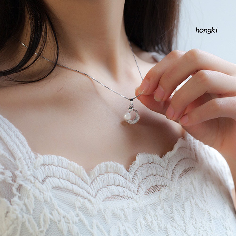 (Hàng Mới Về) vòng cổ Hợp Kim Hình Ngôi Sao / Mặt Trăng Đính Đá Thời Trang Cho Nữ