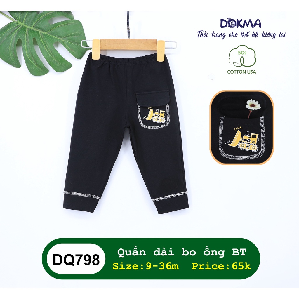 DQ798 Quần dài bo ống phối túi Dokma vải cotton mỏng cho bé trai (9-36M)