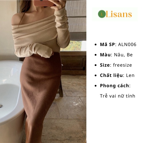 Áo len nữ dài tay Hàn Quốc đẹp trễ vai quyến rũ ALN006