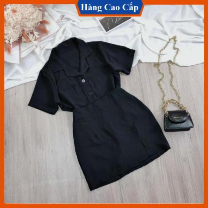 HOT - Sét bộ áo cổ vest và chân váy chữ A cao cấp (vải đũi siêu mát loại 1) | BigBuy360 - bigbuy360.vn