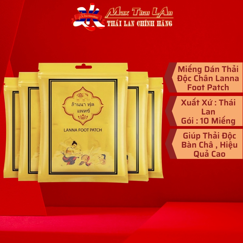 1 Gói 10 Miếng Dán Thải Độc Chân Lana Foot Patch Thái Lan