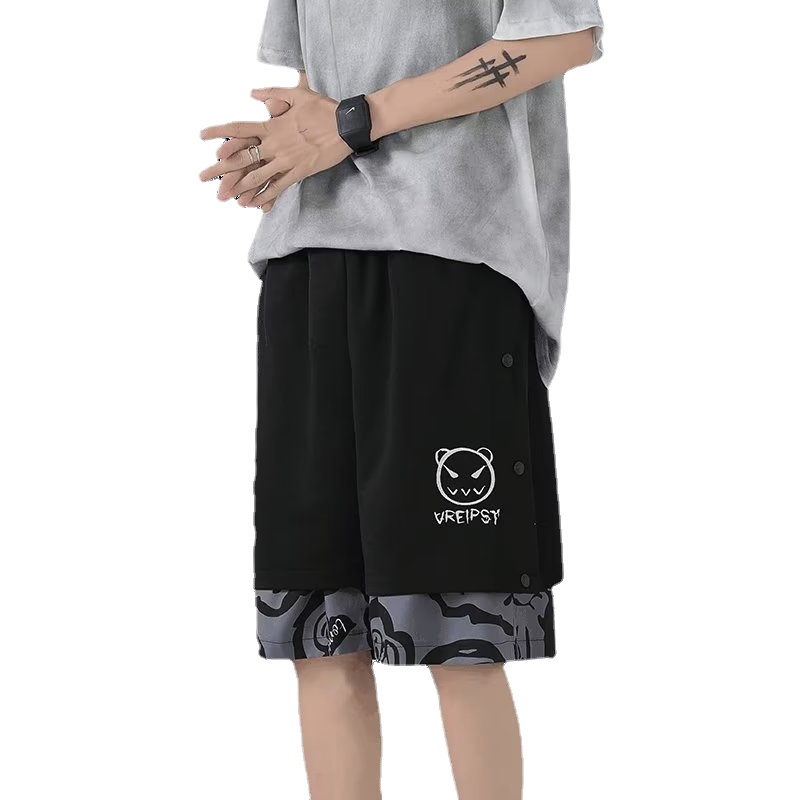 Quần ngắn ống rộng In Họa Tiết Hoạt Hình Phong Cách hip hop Nhật Bản Thời Trang Cho Nam Cỡ M-3XL