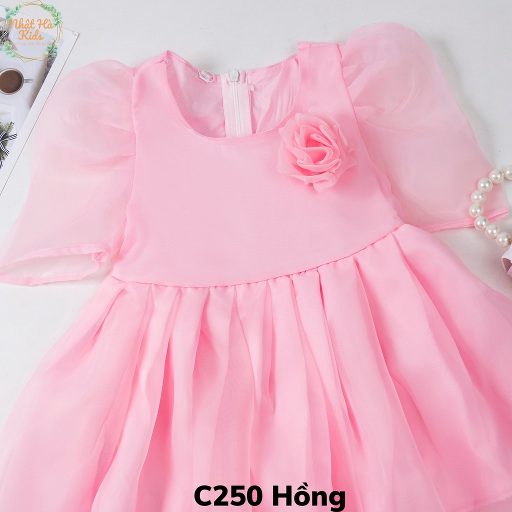 Váy bé gái công chúa C250 size đại từ 12-43kg chất liệu tơ óng tay bồng siêu xinh