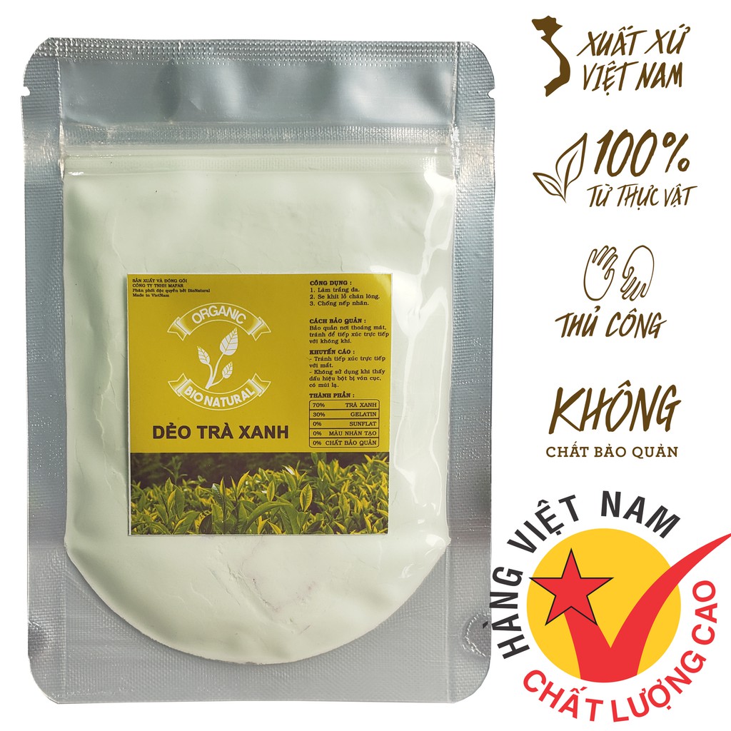 [BIONATURALVN] Bột Đắp Mặt Nạ Dẻo Trà Xanh HANDMADE