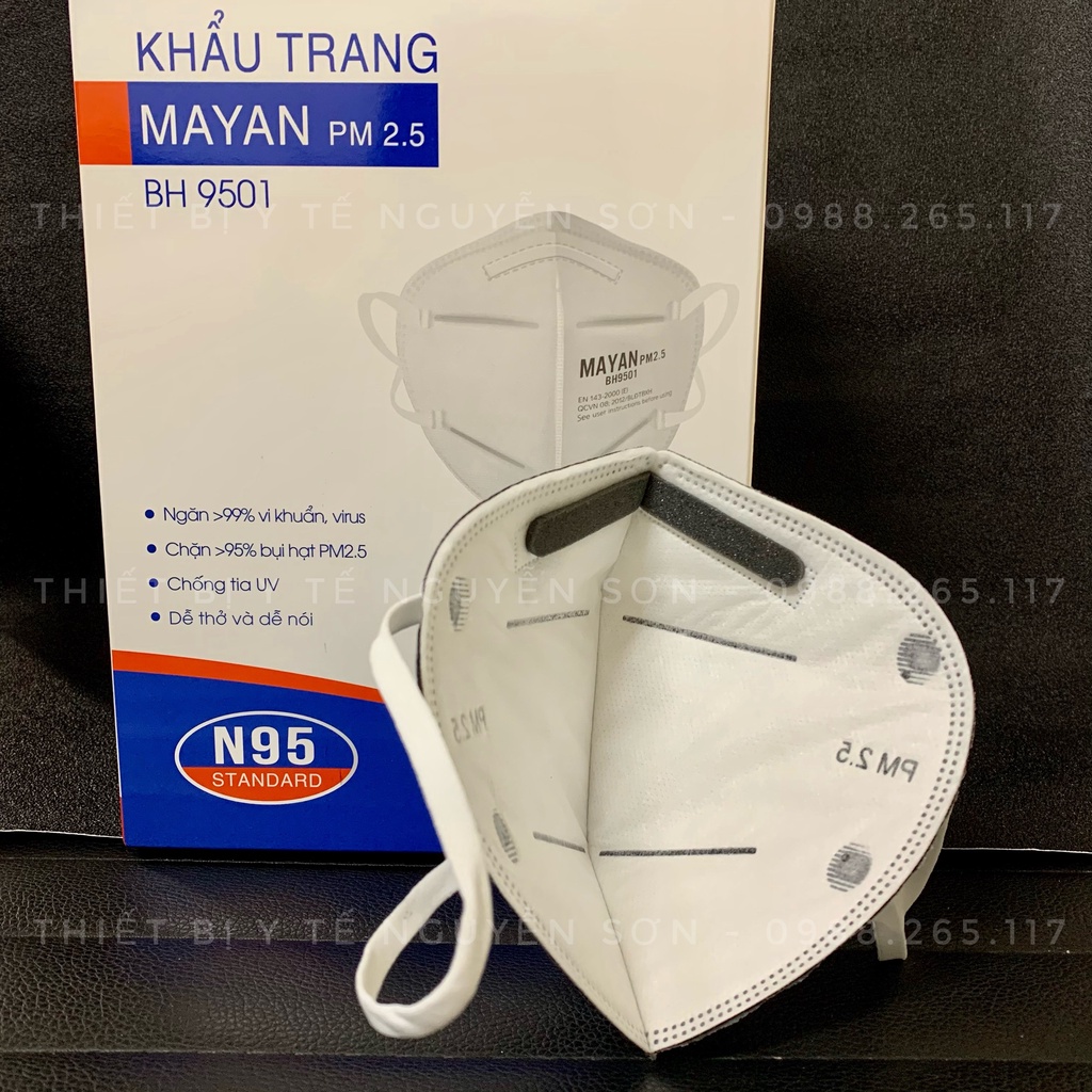 Khẩu trang Mayan cao cấp N95 9501 mẫu mới, thêm phiên bản than hoạt tính