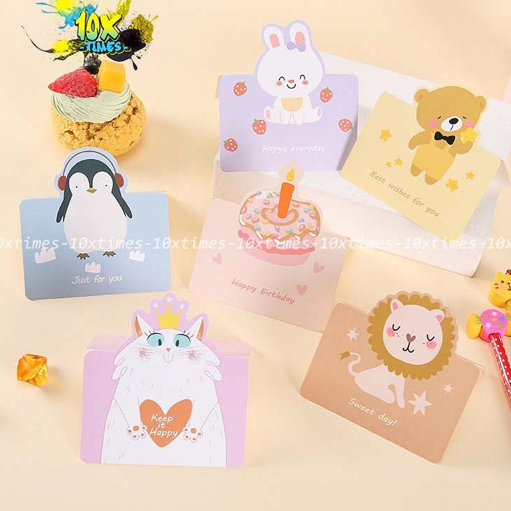 (160K/100c)Thiệp thú cưng dễ  thương cute tặng sinh nhật đầy tháng bé trai bé gái, giáng sinh, mồng 1 tháng 6 10xtimes