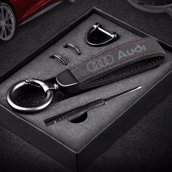 Móc Khóa Bằng Da Cao Cấp In logo Xe Hơi Audi A3 A4 A5 A6 Q3 Q5 Q7 TT Sline