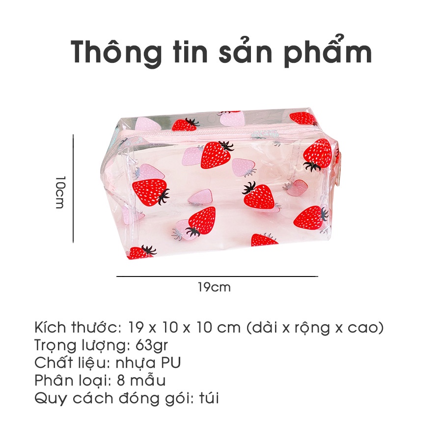 Túi Đựng Viết Túi Mỹ Phẩm Trong Suốt Họa Tiết Dễ Thương Tiện Lợi CUTE