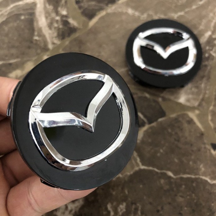 Sản Phẩm Logo chụp mâm, lazang bánh xe Mazda đường kính 57mm MAD57: Mầu Đen và Bạc .