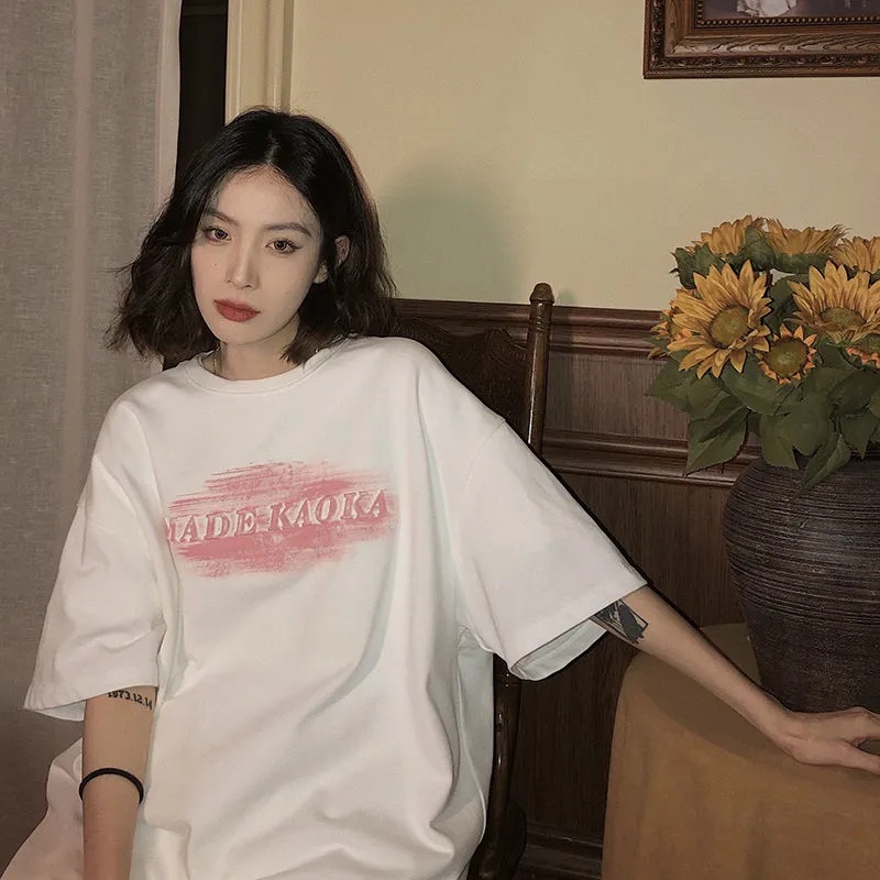 NRVP Áo Thun 100% Cotton Dáng Rộng Thời Trang Hàn Quốc Cho Nữ