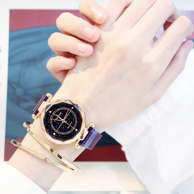 Đồng hồ nữ Candycat10 dây lưới thép không gỉ khóa nam châm mặt tròn Bán lẻ giá sỉ