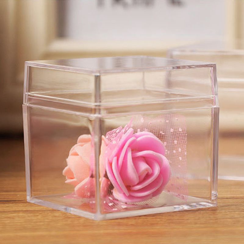 ✿INF✿Storage Box Jewelry Display Clear Acrylic 5 Sided Jewelry Display Storage Box