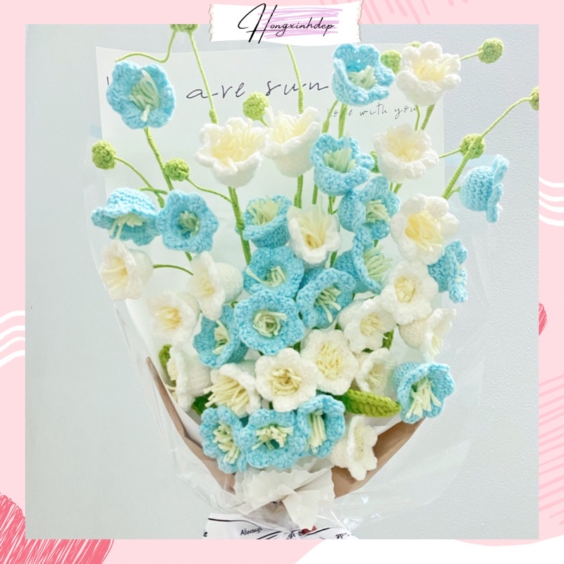 Bó hoa Linh Lan bằng len tặng người thân, Bó hoa chuông handmade tặng người yêu bạn bè