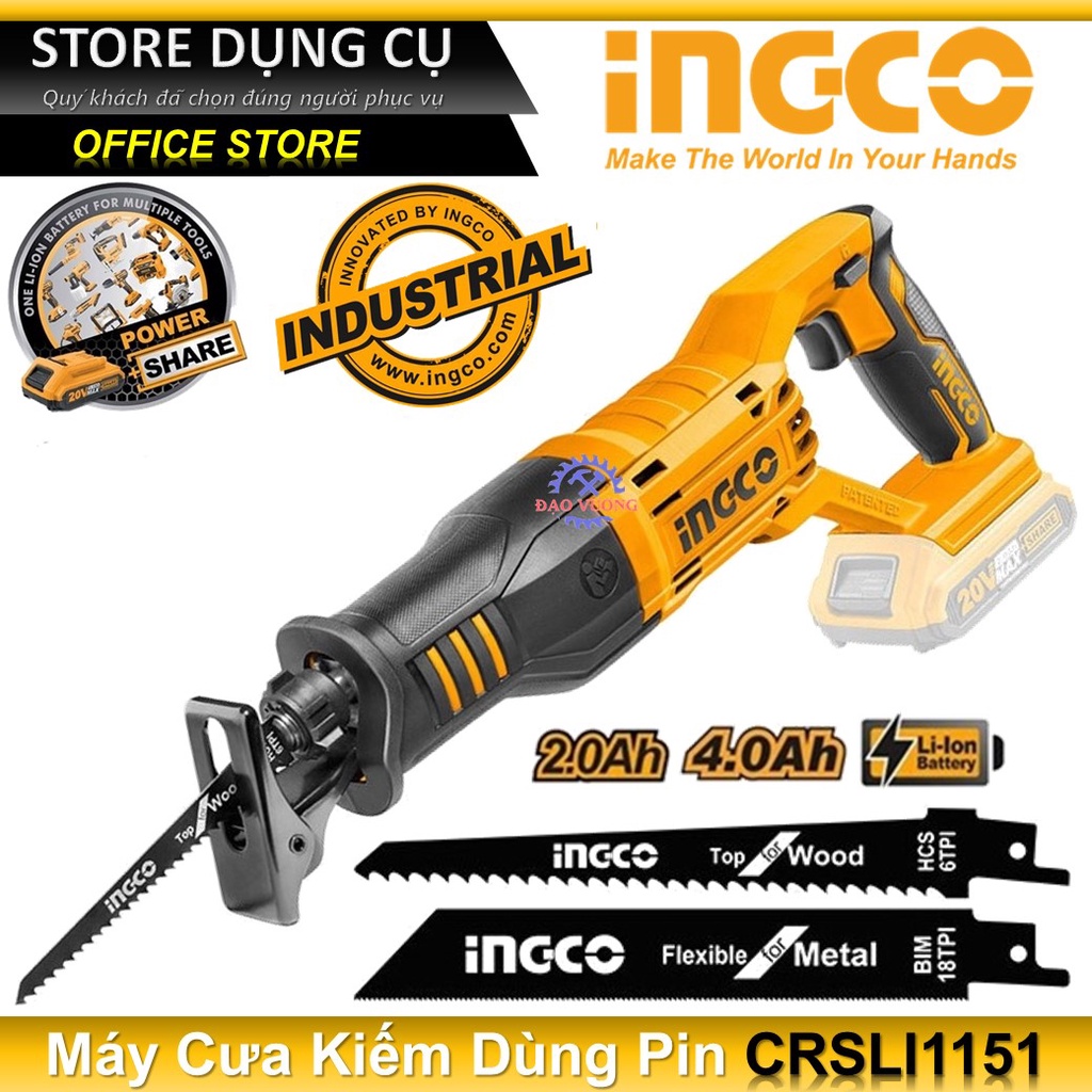20V Thân Máy cưa kiếm dùng pin Lithium INGCO CRSLI1151 | Không bao gồm pin sạc