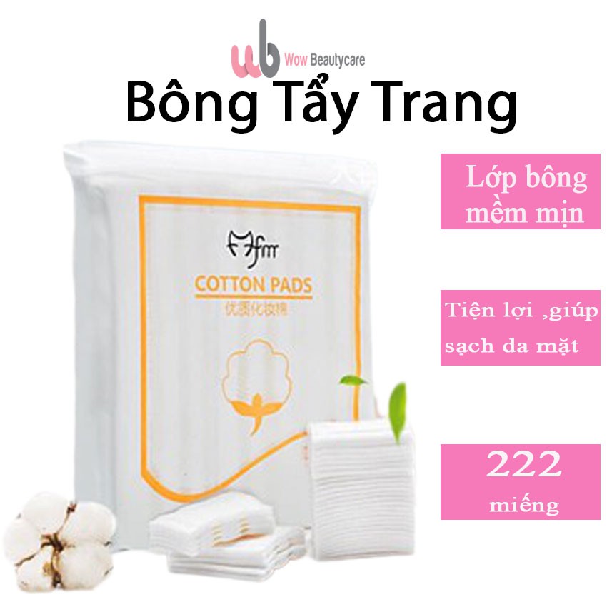 Bông tẩy trang 222 miếng[CHÍNH HÃNG] bông tẩy trang cotton làm sạch da mặt,bã nhờn,lỗ chân lông.Tặng kèm 1 Túi Gấu.