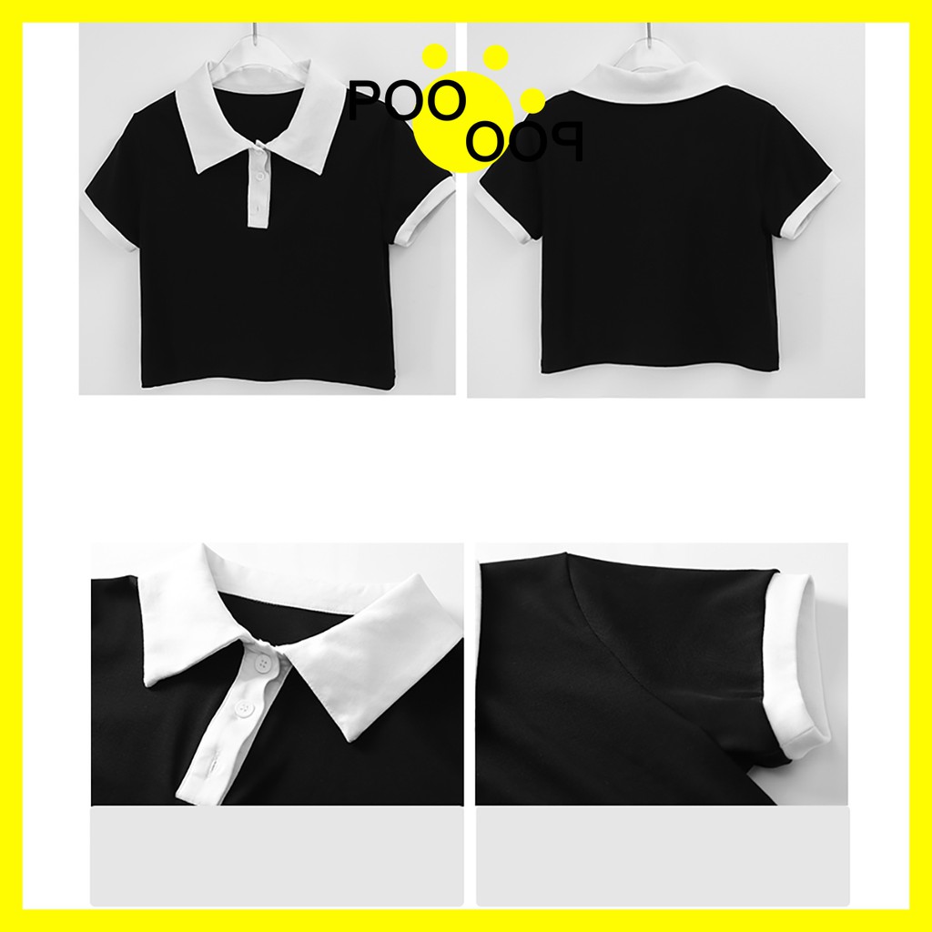 Áo Croptop Nữ Tay Ngắn Có Cổ Chữ V, Áo Croptop  Polo Hàn Quốc Form Rộng Ngắn Tay Cổ Bẻ, Áo Croptop Kiểu PooPoo Store | BigBuy360 - bigbuy360.vn