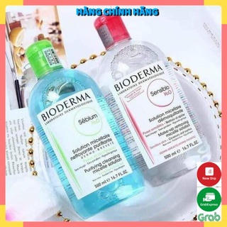 Nước Tẩy Trang Bioderma Pháp H2O 500ml xanh - hồng chính hãng chuẩn(Nắp Nhấn)
