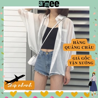 Áo Khoác Cardigan áo sơ mi nữ Aimeehouse trong suốt Cánh Dơi Thời Trang Hàn Quốc hàng Quảng Châu
