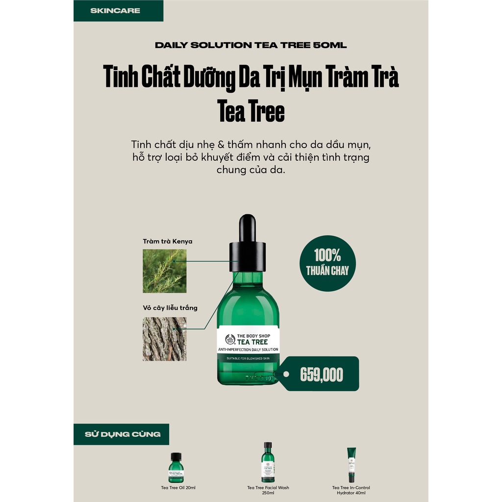 Tinh chất dưỡng da The Body Shop Tea Tree Anti-imperfection Daily Solution 50ml