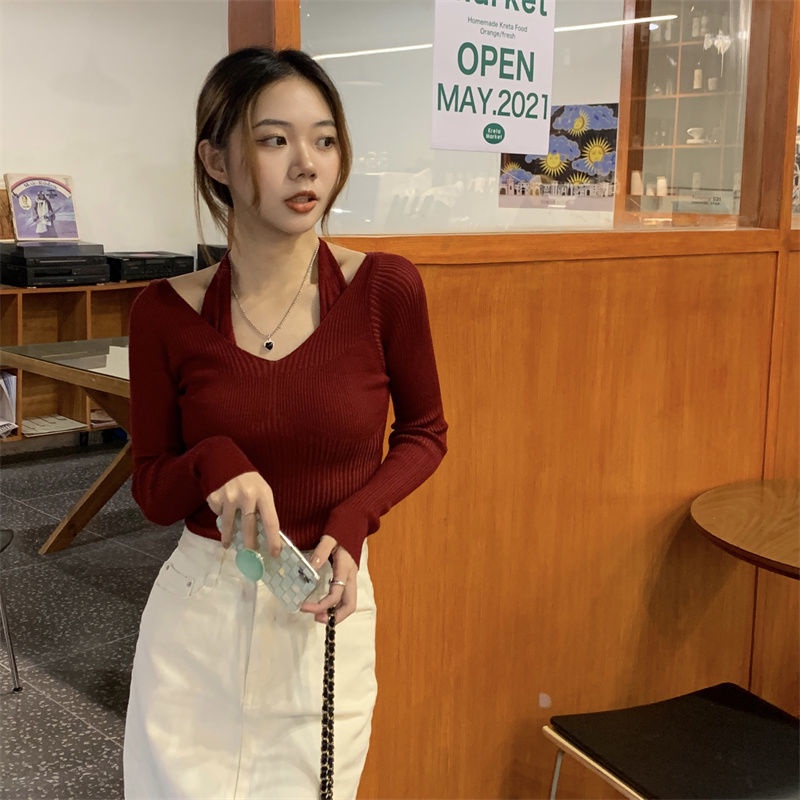 COZOK Áo sweater Tay Dài Dáng Ôm Thời Trang Cá Tính Cho Nữ