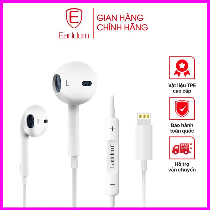 Tai nghe Earldom E21 - Có dây chân Lightning - Kết nối Bluetooth - Âm thanh cực hay