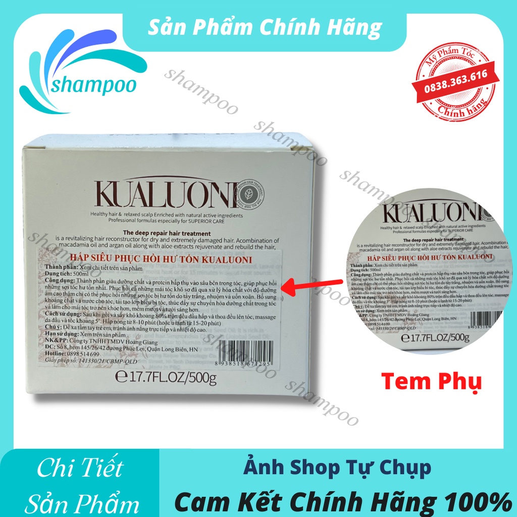 Kem ủ tóc phục hồi siêu mượt Collagen KUALUONI 500ml dưỡng tóc đẹp như salon tại nhà