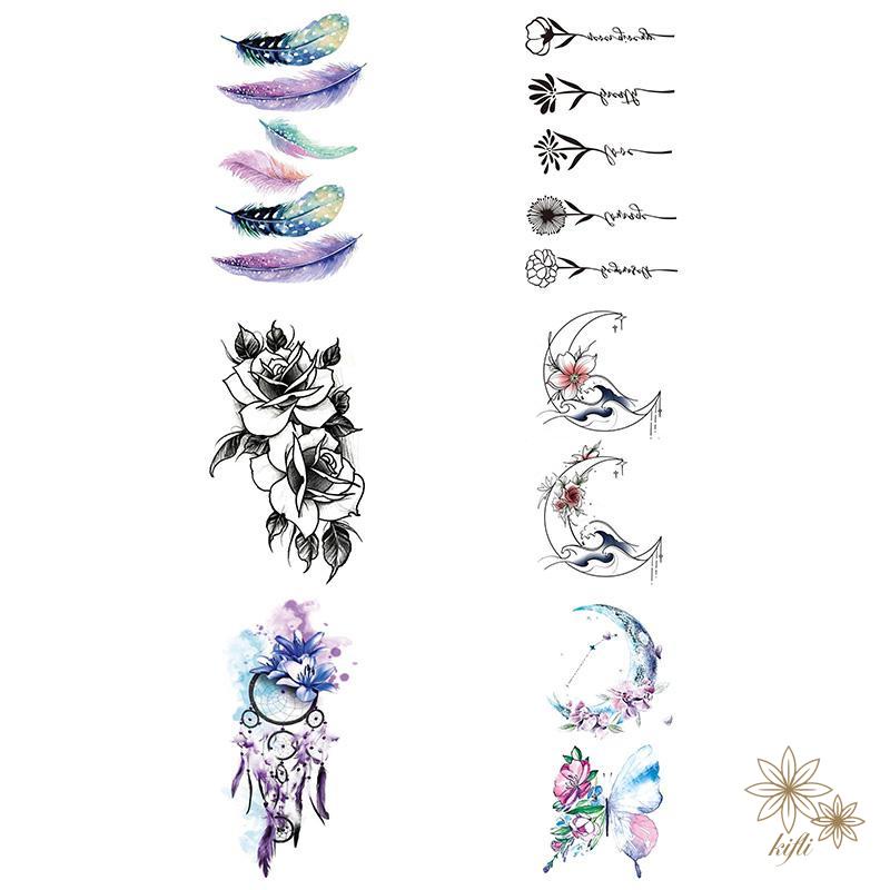 Hình xăm dán tạm thời hình hoa lá quyến rũ cho nam và nữ