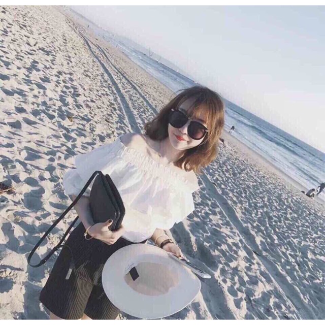 ÁO BẸT VAI TRẮNG ĐI BIỂN / ÁO ĐI BIỂN ẢNH THẬT / BỆT VAI M14