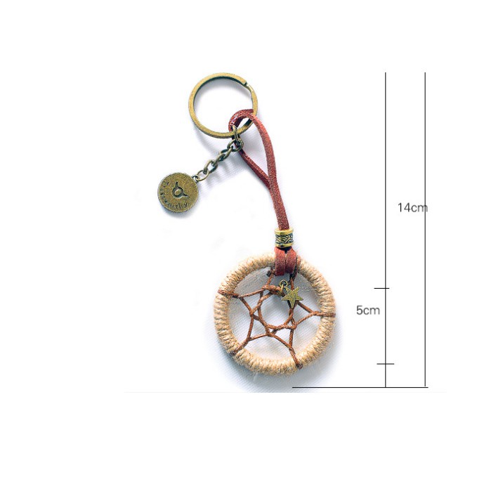 Móc Khóa Bắt Giấc Mơ DreamCatcher BN27 Kèm Huy Hiệu 12 Chòm Sao