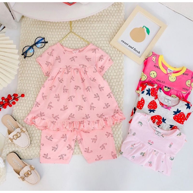 Bộ cộc tay bé gái bánh bèo Gymboree bozip xuất chất đẹp
