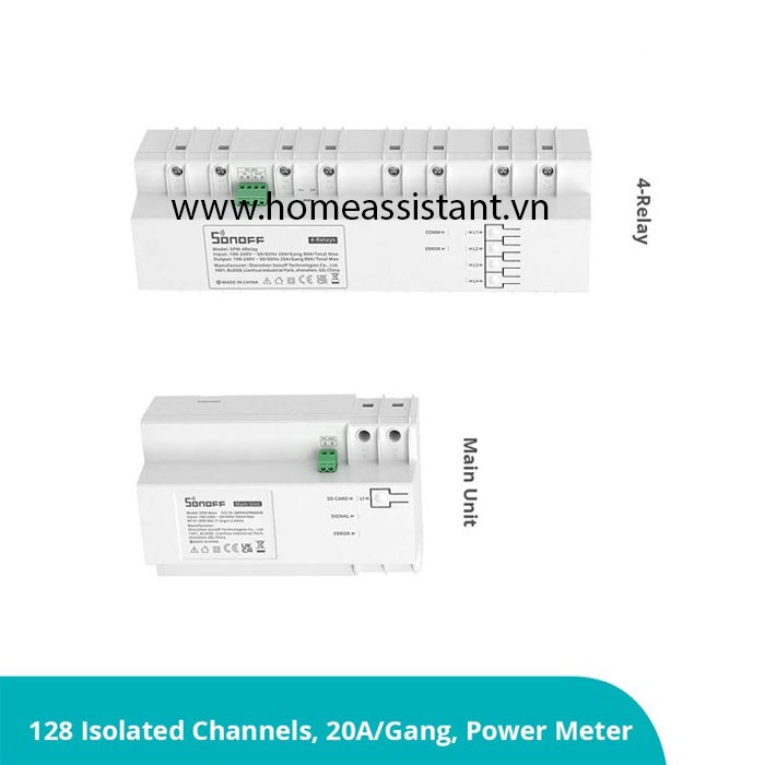 Cầu Dao Đo Điện Thông Minh Wifi Ethernet RS485 Sonoff SPM
