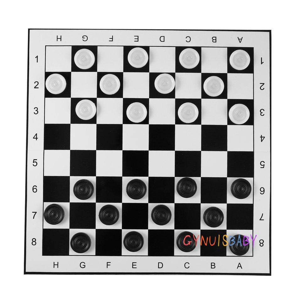 Plastic Checkers/Draughts Folding Chessboard International Chess Set Game Toy