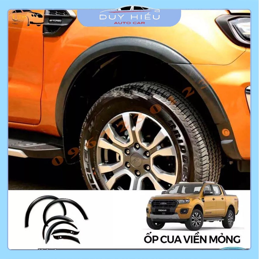 Ốp viền cua lốp nhỏ, viền bánh xe Ford Ranger 2016-2021 bản có cảm biến và không cảm biến